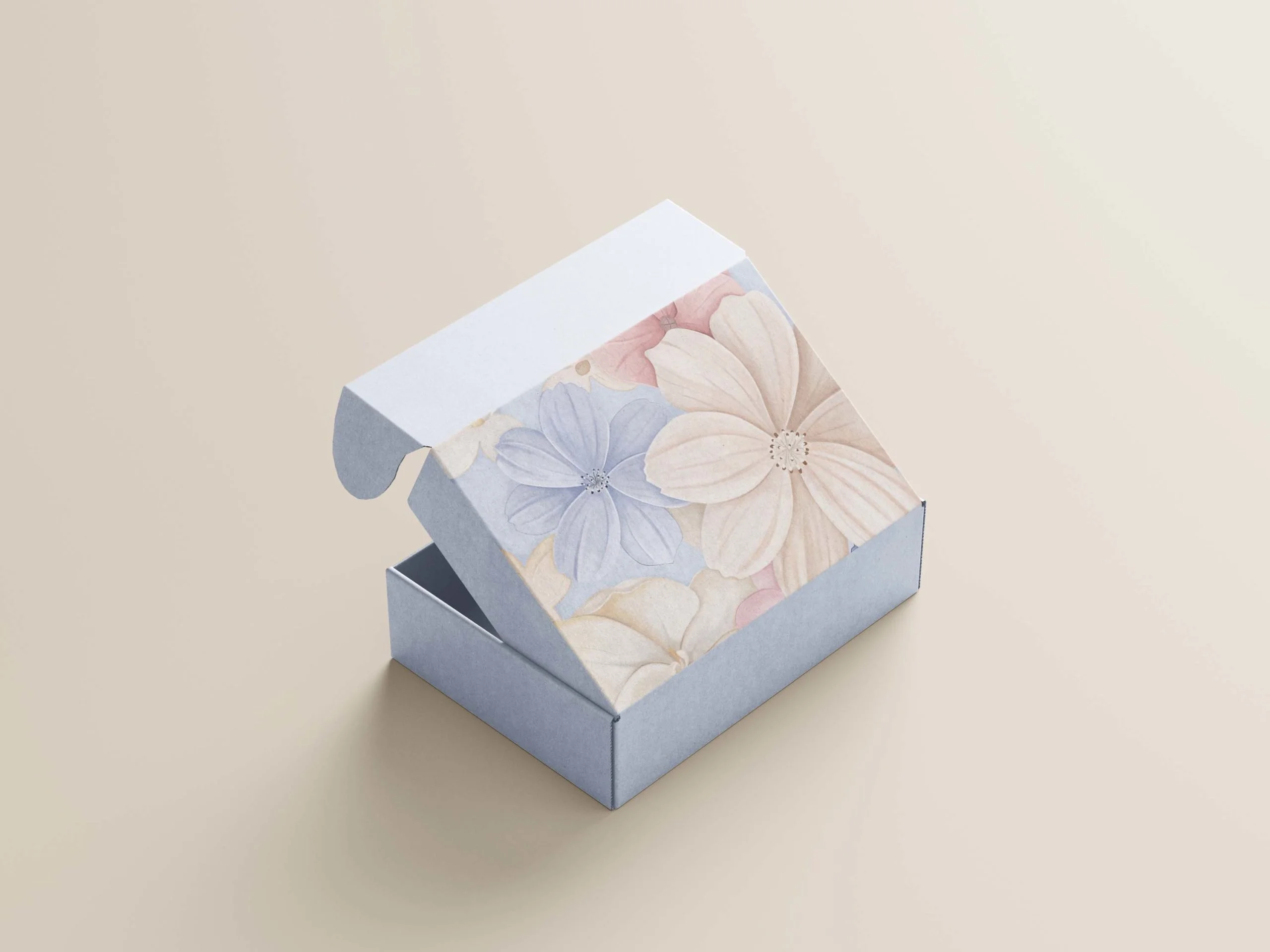 packaging illustré avec des fleurs, fleuris