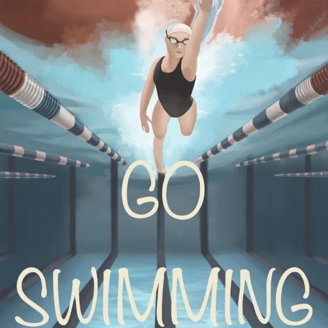 illustration d'une fille en train de nager dans une piscine