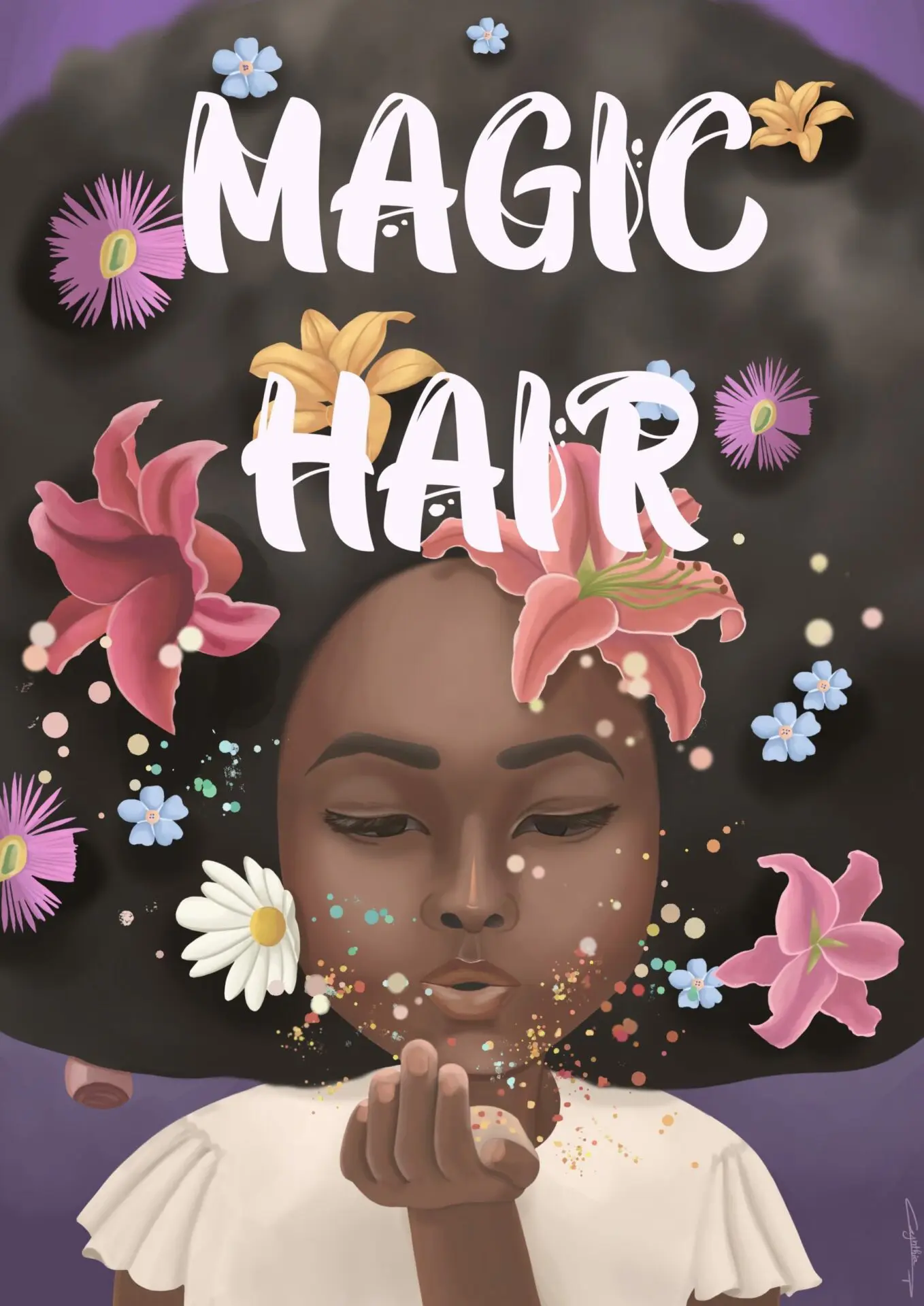 book cover girl with afro hair by Cynthia Artstudio