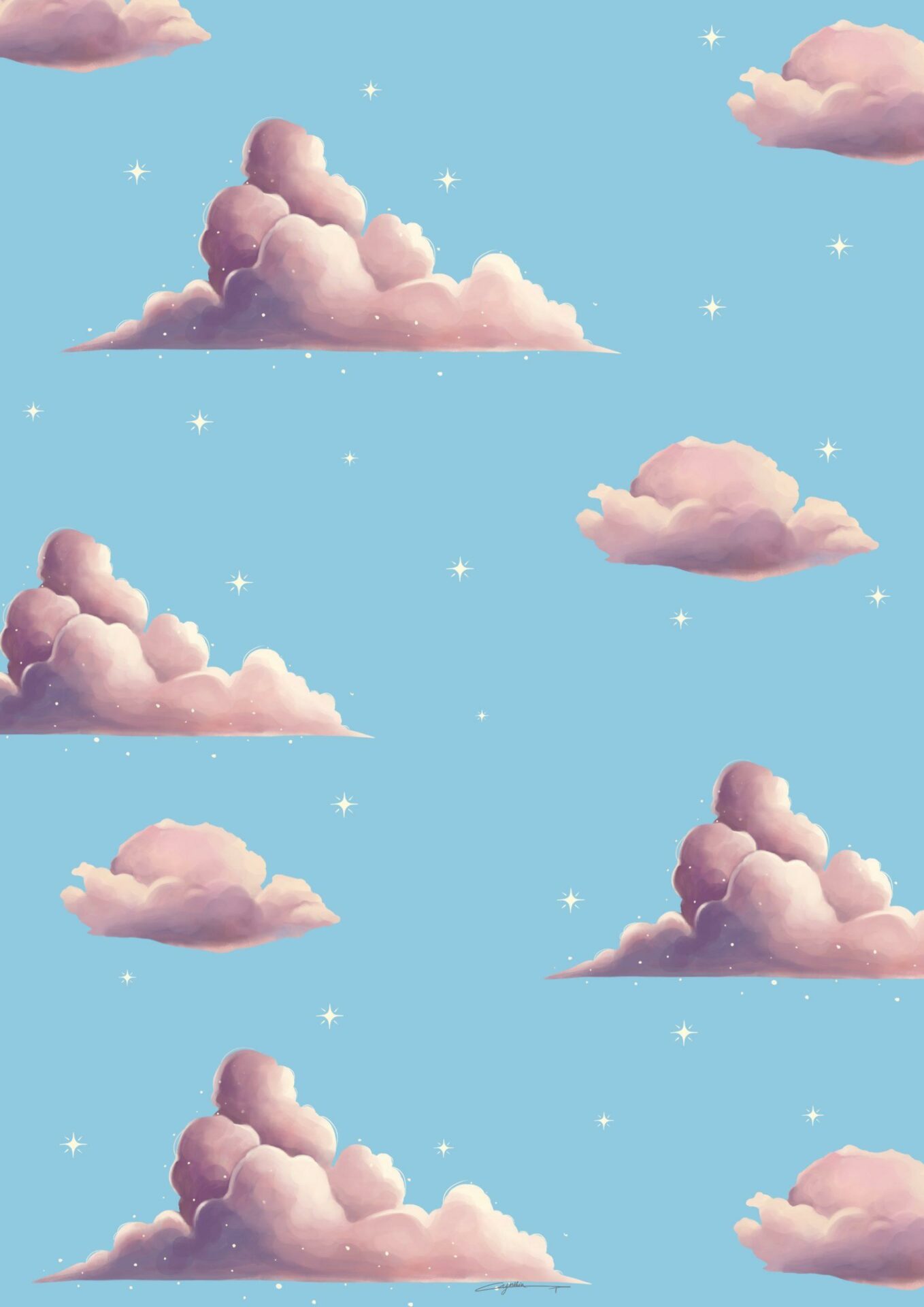 Motif nuages, fait par l’illustratrice Cynthia Artstudio. Cloud pattern