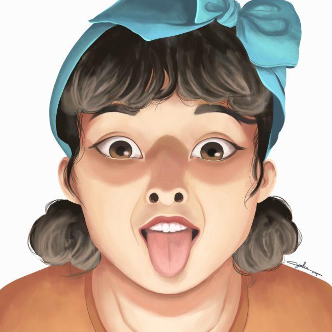 Portrait d’une enfant par l’illustratrice Cynthia Artstudio, made by the illustrator. Little girl illustration