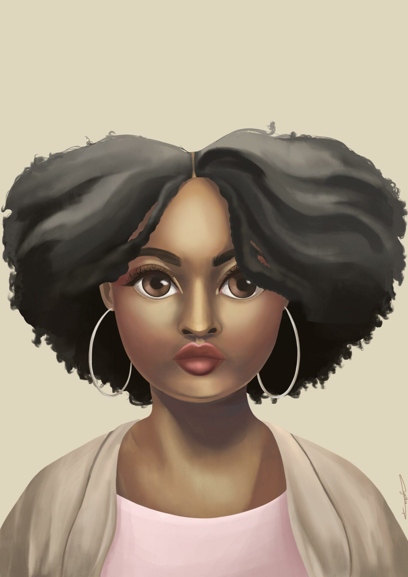 Portrait femme afro fait par Cynthia Artstudio