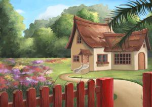 Illustration d’une maison de campagne, cottage, portfolio de par Cynthia Artstudio