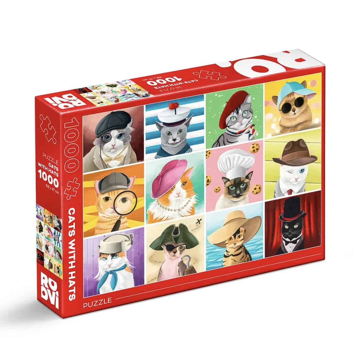 Puzzle Cats with hats, illustration by Cynthia Artstudio
