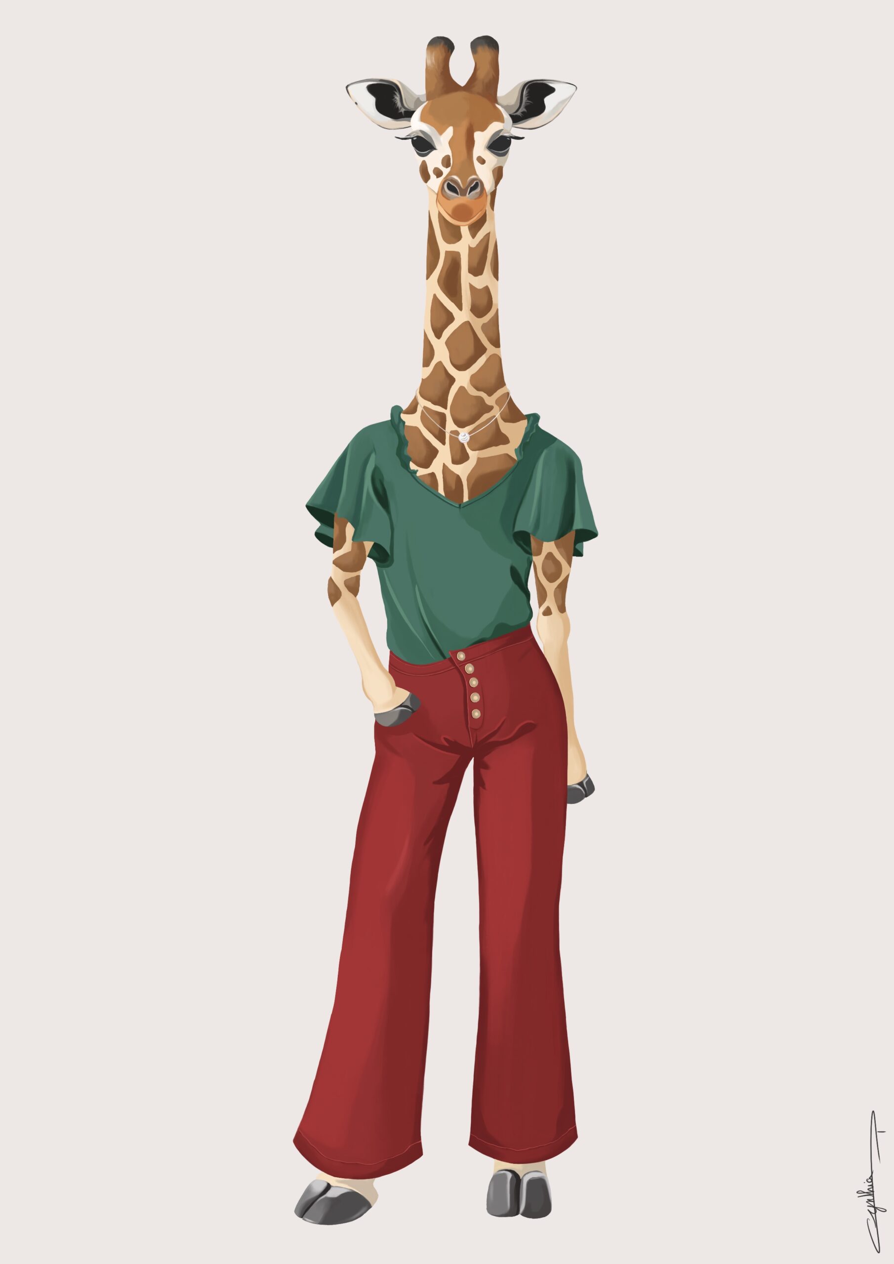 Girafe illustration par Cynthia Artstudio