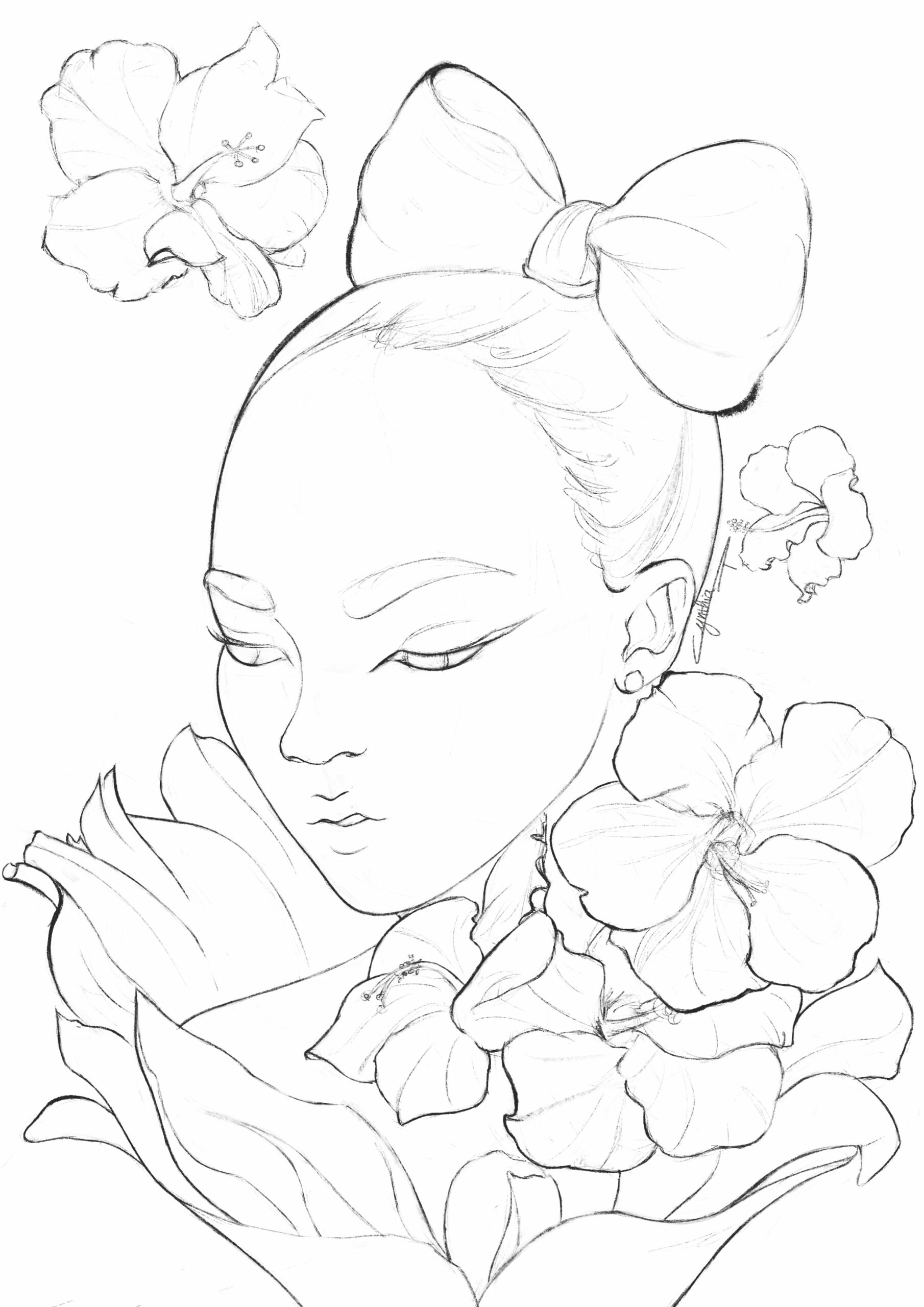 Portrait personnalisé croquis fait par l'illustratrice Cynthia Artstudio