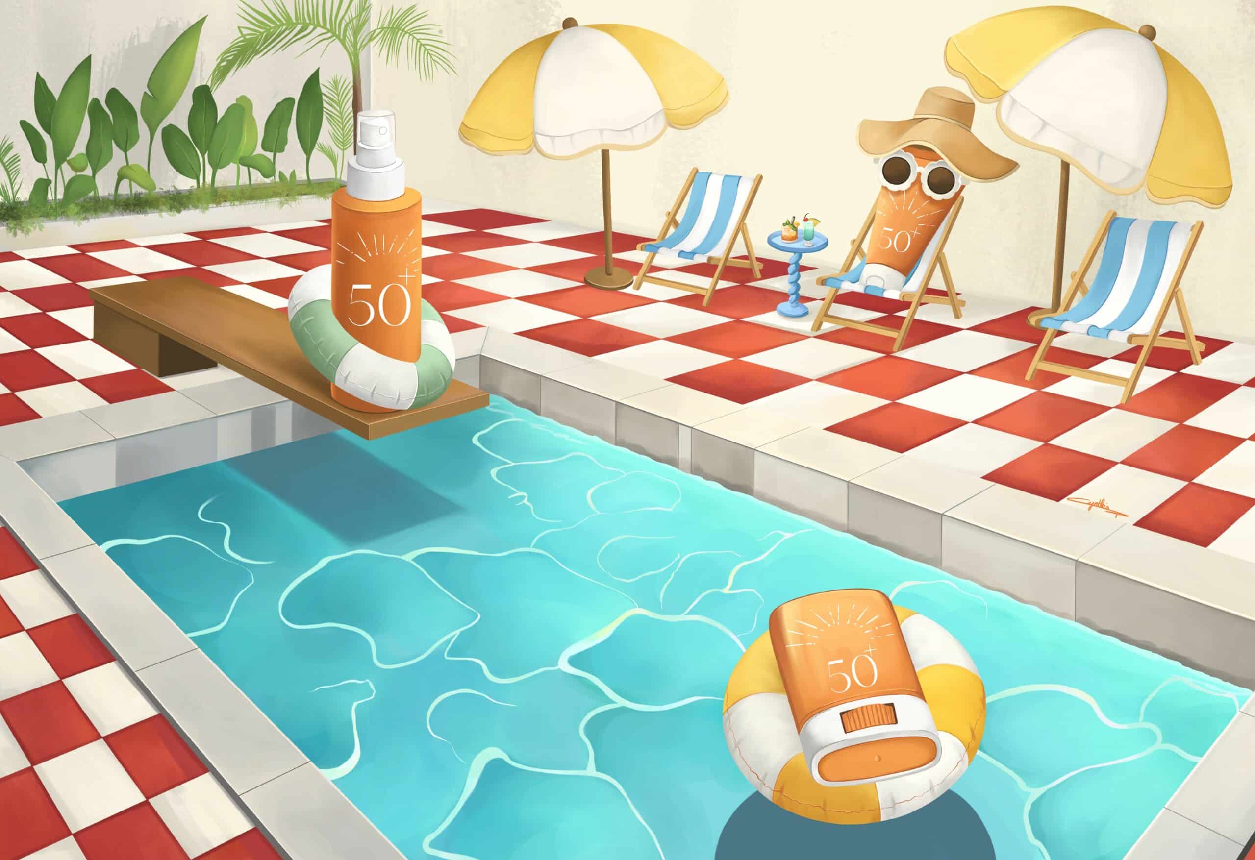 creme solaire dessin, par l'illustratrice Cynthia Artstudio