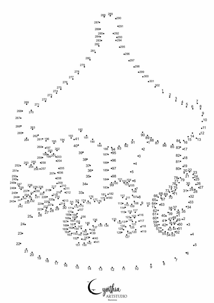 coloriage points à relier par l'illustratrice Cynthia Artstudio