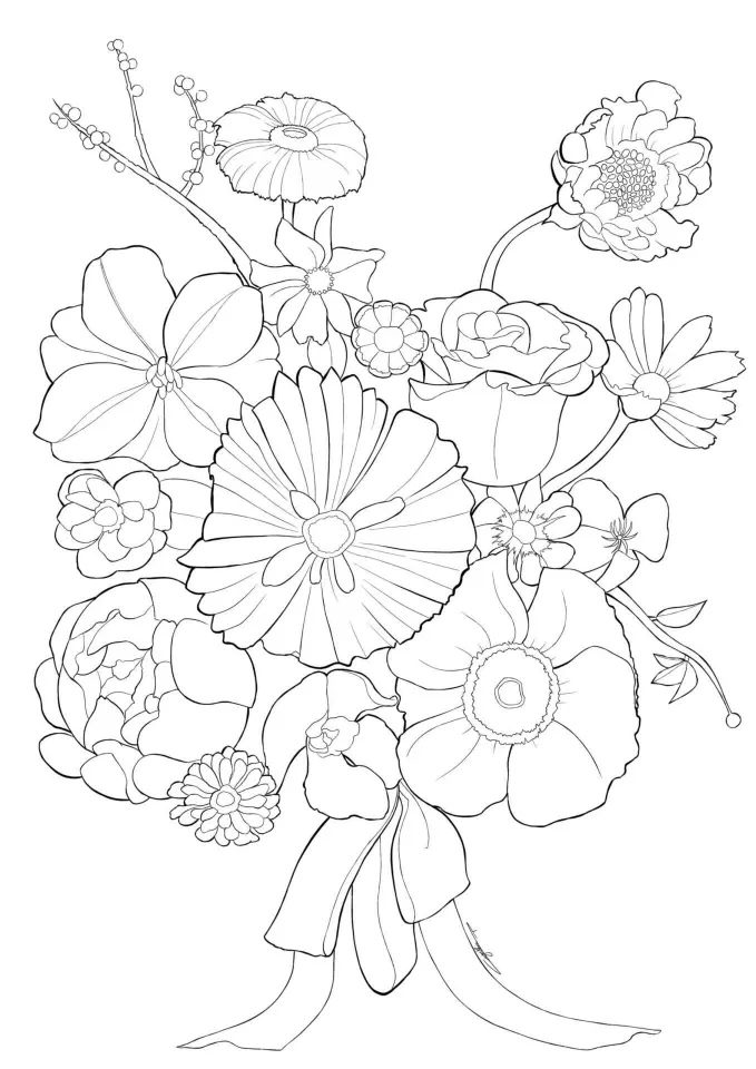 coloriage fleurs par l'illustrateur de coloriage Cynthia Artstudio