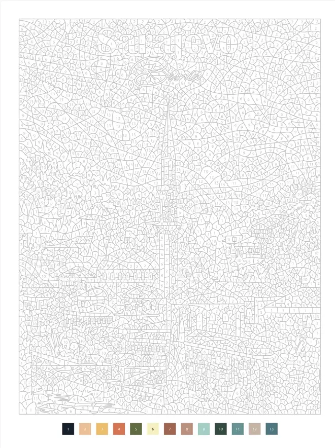 Coloriage mystère Bosnie par l'illustratrice de coloriage Cynthia Artstudio