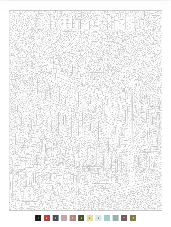 Coloriage mystère Londres par l'illustratrice de coloriage Cynthia Artstudio