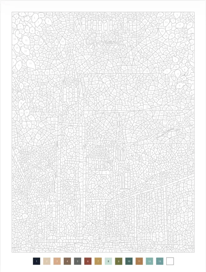 Coloriage mystère ville Munich par l'illustratrice de coloriage Cynthia Artstudio
