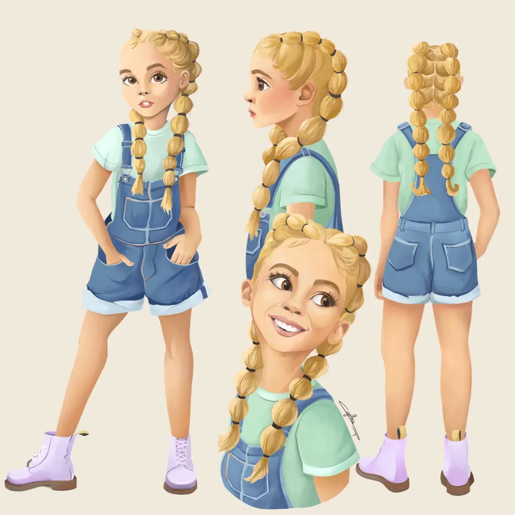 Dessin personnage fille fait par l'illustratrice freelance Cynthia Artstudio