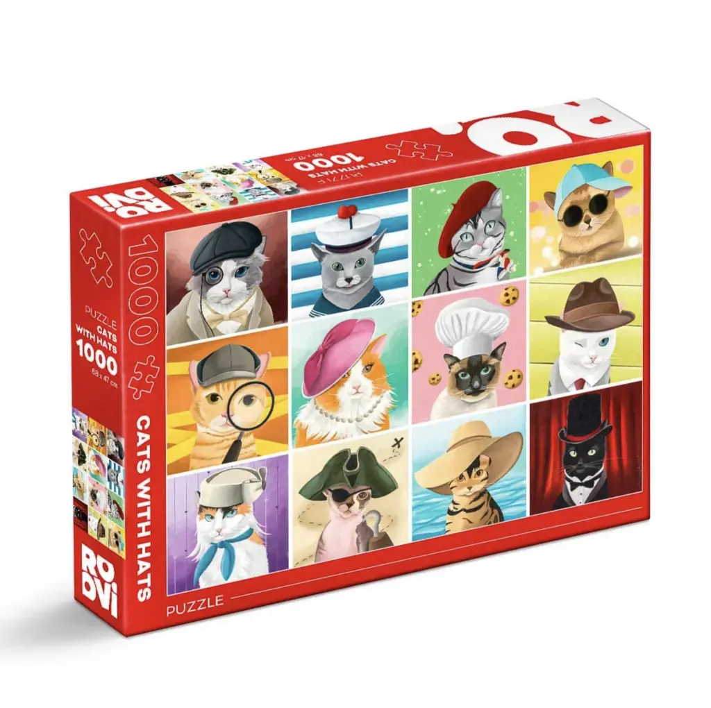Puzzle Roovi Cats with hats par l'illustratrice Cynthia Artstudio